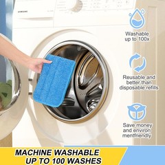 16.5 inch Reusable Mop Pads Microfiber Spray 5 Count (Pack of 1), Blue