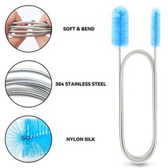 Bozenu Flexible Drain Brush, 66 Inch Long Double Ended Hose Pipe and 58 Blue