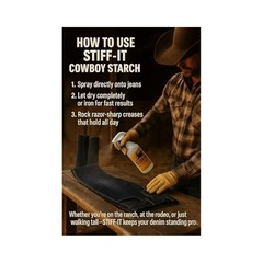 Western Cowboy Starch for Crisp Denim, Leather Scent, Easy-Pour Bottle