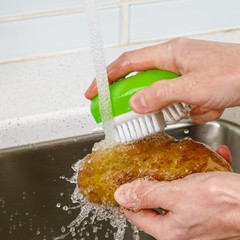 Prep Solutions Palm Style Fruit Veggie Cleaning Brush Green