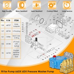 Seal Kit 34262 for Cat Pump 66DX 6DX Pressure Washer Pump 66DX40G1I 6DX35G1I