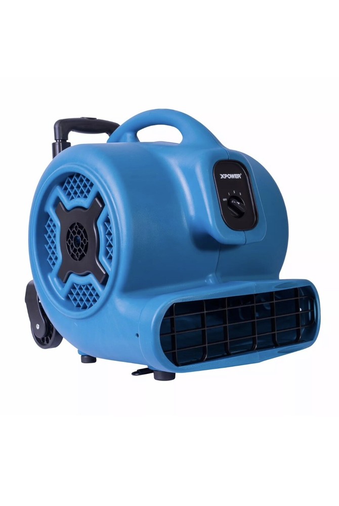 XPOWER P-830H 1 HP Commercial Air Mover Floor Dryer Fan w/ Handle & Wheels