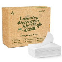 Poesie Laundry Detergent Sheets Fragrance Free 160 Count (Pack of 1)