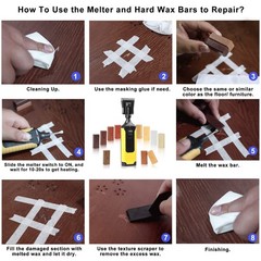 Laminate Vinyl Floor Repair Kit with Heat Pen, 11 Colors Hardwood Black