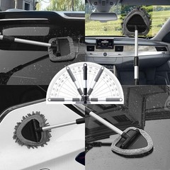 Extendable Windshield Cleaner Tool with 3 Washable Pads, Univ Size: Triangular