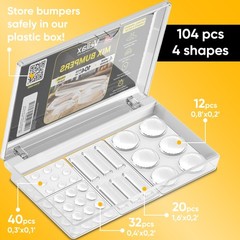 104 Clear Cabinet Bumper Pads – Self-Adhesive 104 Pcs – Mix Pack, Transparent