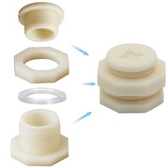 ANPTGHT 1″ Female ABS Bulkhead Fitting, Plastic Water Tank 1 Inch, Beige