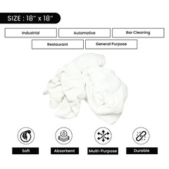 New White Terry Towel Rags for Multipurpose Cleaning – 10 lbs. Compressed Box