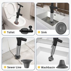 Toilet Plunger, High-Pressure Toilet Snake, Clog Remover, Heavy-Duty Air Drai…