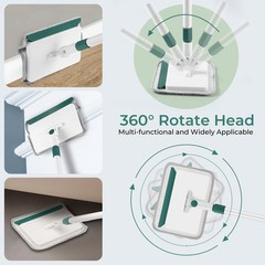 Baseboard Cleaner Tool with Handle, 60″ Extendable Long Green, White-green