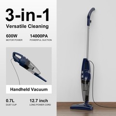 Corded Stick Vacuum for Pet Hair & Hard Floors – Lightweight, 3-in-1 Handheld wi