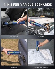 Fanttik Slim V8 APEX Car Vacuum, 4-in-1 Portable Mini Cordless Vacuum Blue