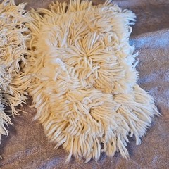 Vintage 3 COTTON COMMERCIAL DUST MOP HEAD ROUND HOLE U SHAPE SPLIT POCKET USA