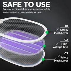 (2 Pack)Fly Bug Zapper Racket, Swatter Electric,USB-C Rechargeable Electric Fly