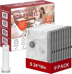 Rechargeable Wireless Pump Travel Storage Bags Set, 9 Pack (9S) Portable Space