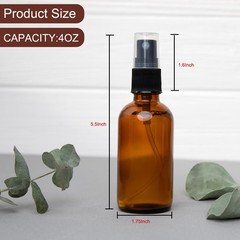 4 oz Amber Glass Spray Bottles – Small Empty Fine Mist 4 oz,
