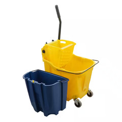 8.75 Gal. Yellow Polypropylene Mop Bucket Combo with Wringer and Soiled Water In