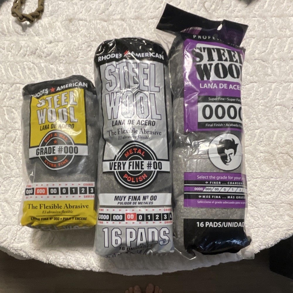 Rhodes American Steel Wool Grade 000, 00, 0000 Very Fine Metal Polish LOT 1