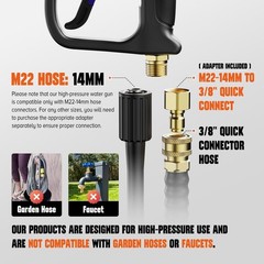Short Pressure Washer Gun, High Pressure Washer Gun 4500 PSI M22-14mm & 3/8″ …