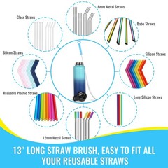 16″ Bottle Brush Cleaner for Water – Long Handle 2 Piece Set, Blue