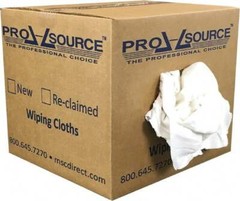 10 Lb Box PRO-SOURCE Reclaimed White Cotton T-Shirt Cloth Shop Rags