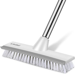 Floor Scrub Brush with 51-Inch Long Adjustable Handle 2 in 1 Scrape Brush Stiff