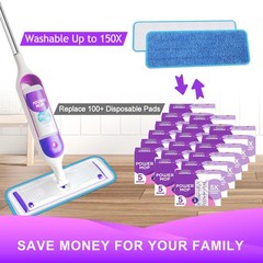 Yicotira Reusable Power Mop Refill Pads for 4 PACK(Blue), 4 Pack (Blue)