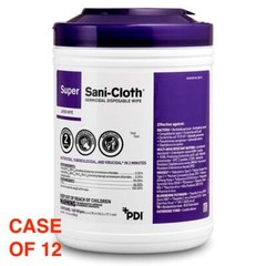 CASE 12 PDI Q55172 Super Sani-Cloth Germicidal Disposable Wipes Large CANISTERS