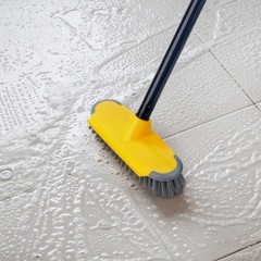 Deck Brush with Long Handle, Floor Scrub Broom for Shower, 50” 50in, Yellow