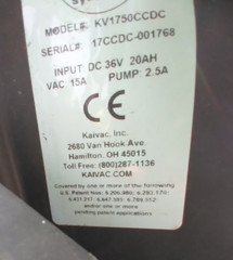 PARTS – Kaivac Cooler Case, Refrigeration Unit Cleaning Machine Model KV1750CCDC