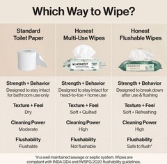 The Honest Company Hypoallergenic Flushable Wipes Sensitive Skin 42 Ct Pack of 3