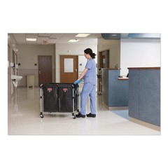 Rubbermaid Commercial 1881781 2-Compartment Collapsible Cart – Black/Silver New