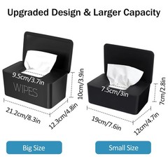 NOVWANG Wipes Dispenser, Large Capacity Baby Wipe 8.2×4.9×3.9in, Black