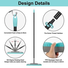 Silicone Floor Squeegee Broom 59 Inch Rubber Air Broom for Bathroom Kitchen Pet