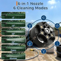Garvee Portable Cordless Pressure Washer 20V 4.0Ah Battery 500 PSI 6-in-1 Nozzle