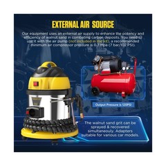 Walnut Blasting Cleaner Machine, with 2KG Walnut Sand & 5 Pcs Adapters Automo…
