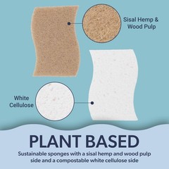 Happimess Wpe2000A-12Set Natural Plant Based Non-Scratch Sisal Hemp/Cellulose