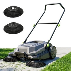 Steelite 26.8″ Width Walk-Behind Hand Push Floor Sweeper 6.4-Gal Waste Container