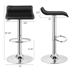 Modern Backless Bar Stools Set of 4 Swivel Adjustable Chrome Hydraulic Black