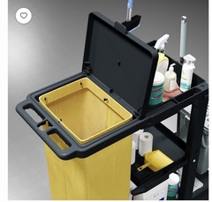 Janitorial Cleaning Cart w/ Bag, Odor-Sealing Lid, Shelves & Dividers