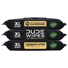 DUDE Wipes – Flushable – 3 Pack, 144 Count 48 (Pack of 3), Black