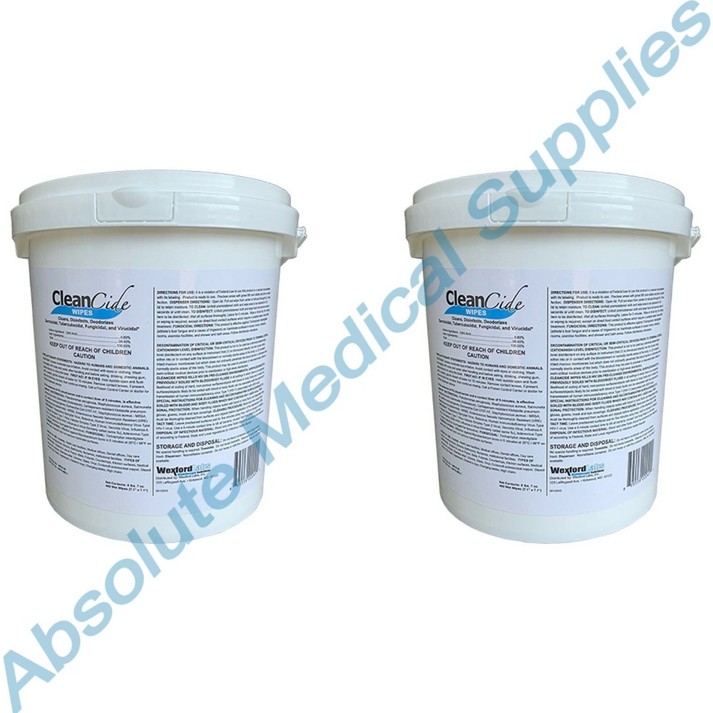 *2-Pails* Wexford CleanCide Germicidal 7.1″x7.1″ Disinfectant 400 Wipe 3130B-400