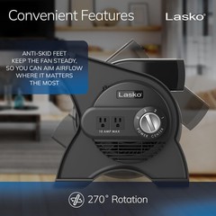 Lasko Portable Utility Fan, 12” 289 CFM Pivoting High Velocity Air Mover Blow…