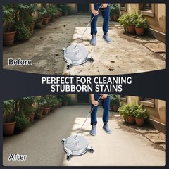 RAYNEL 14” Pressure Washer Surface Cleaner with 4 Wheels, 14 Inch, silvery