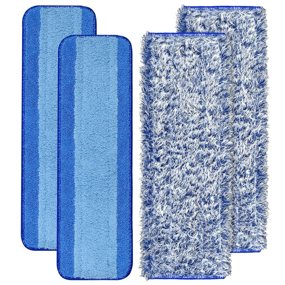 4 Pack Microfiber Cleaning Pad for Bona Mop Replacement Pads, 2+2blue