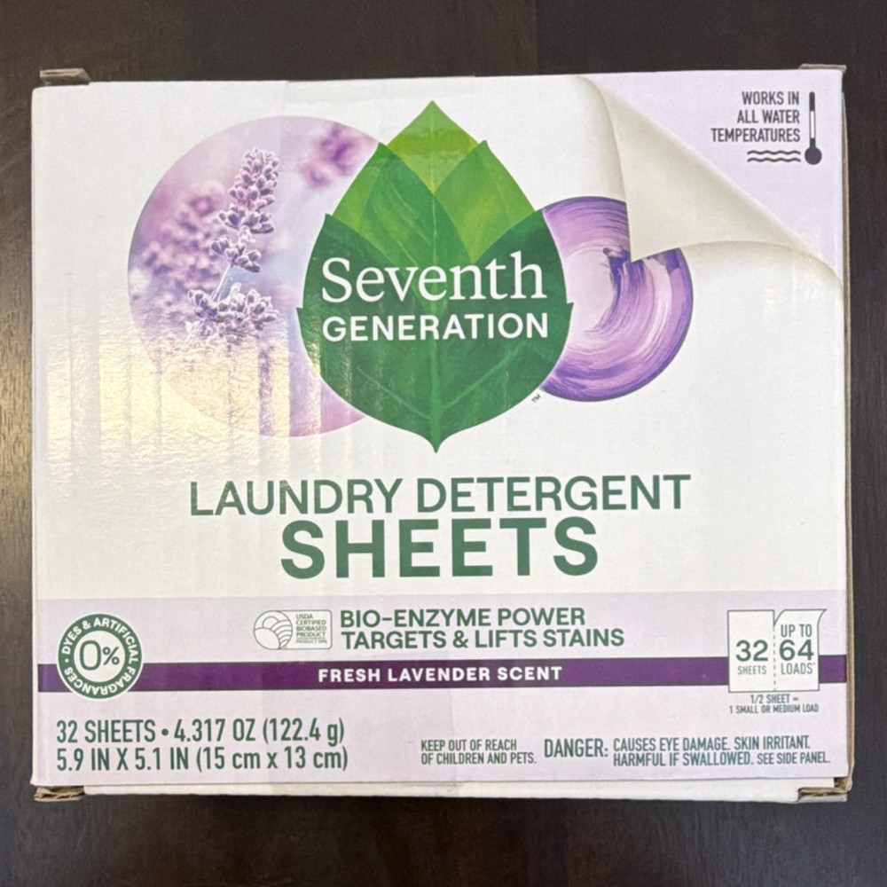 Seventh Generation Laundry Detergent Sheets Fresh Lavender 32 ct Model 45302-4