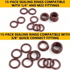 NBRINGO Power Pressure Washer O Rings – 30 Pack Viton 1/4″ and 3/8″, Brown