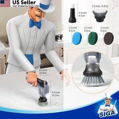 MR.SIGA Electric Spin Scrubber for Kitchen and Bathroom 5.9 X 6.0 Inch, Gray