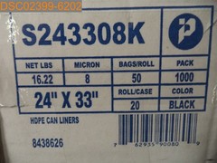 Qty=50: Interplast 8438626 Can Liners S243308K Coreless Interleaved Rolls