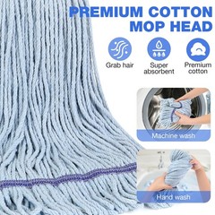 String Mop for Floor Cleaning – Industrial With Replacement Head, Blue-1